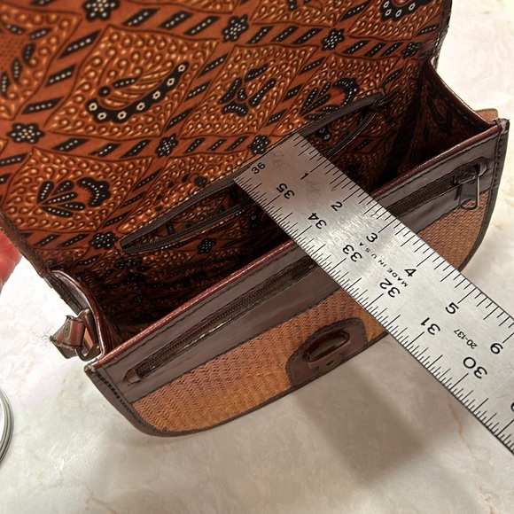 Handmade crossbody wicker and leather vintage purse UNIQUE HANDMADE - Picture 9 of 13